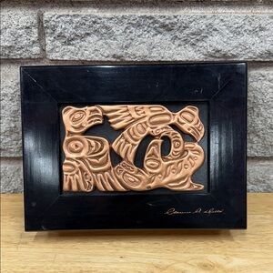 Clarence A. Wells Haida Box, Eagle Orca Silver Design Wood Box
